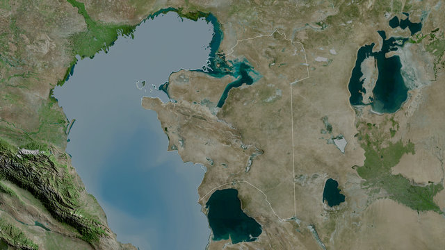 Mangghystau, Kazakhstan - outlined. Satellite