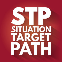 Fototapeta na wymiar STP - Situation Target Path acronym, business concept background