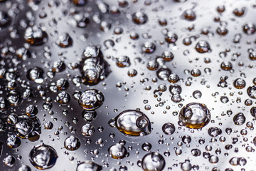 Water drops on a colored background