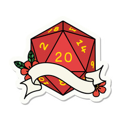 natural twenty D20 dice roll sticker