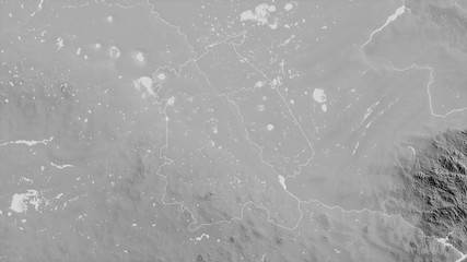 Pavlodar, Kazakhstan - outlined. Grayscale