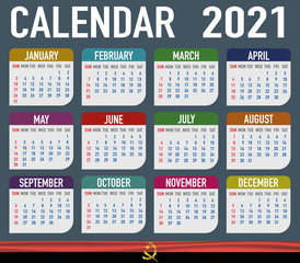 Angola Calendar with flag. Month, day, week. Simply flat design. Vector illustration background for desktop, business, reminder, planner