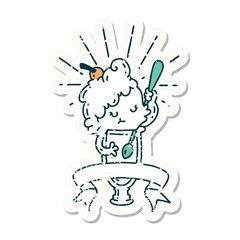 grunge sticker of tattoo style ice cream character