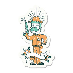 grunge sticker of tattoo style wild west sheriff