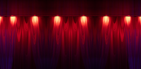 Theater curtain and stage light. Texture background for design.