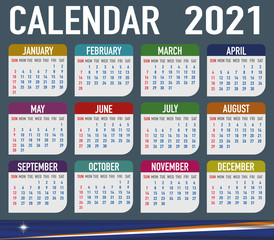 Marshall Islands Calendar with flag. Month, day, week. Simply flat design. Vector illustration background for desktop, business, reminder, planner