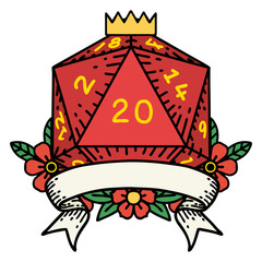 natural 20 critical hit D20 dice roll illustration