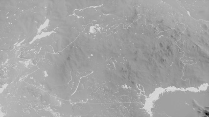 Qaraghandy, Kazakhstan - outlined. Grayscale