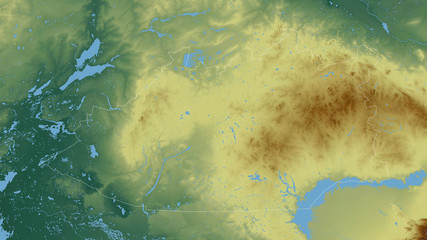 Qaraghandy, Kazakhstan - outlined. Relief