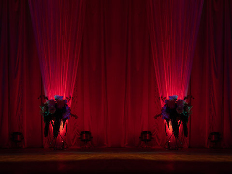 Theatrical scene without actors, scenic light and decor - Powered by Adobe