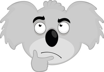Vector illustrator of a thinking koala cartoon face