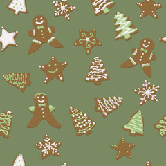Christmas cookies vector seamless pattern 