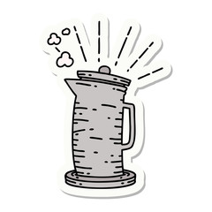 sticker of tattoo style coffee jug