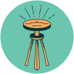 Fototapeta na wymiar icon of tattoo style wooden stool