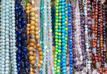 Beads from various natural semiprecious stones.