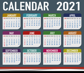 Yemen Calendar with flag. Month, day, week. Simply flat design. Vector illustration background for desktop, business, reminder, planner