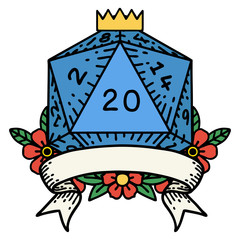 natural 20 critical hit D20 dice roll illustration