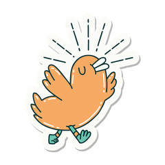 sticker of tattoo style happy bird