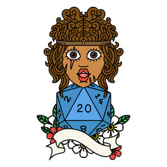 human barbarian with natural 20 dice roll illustration