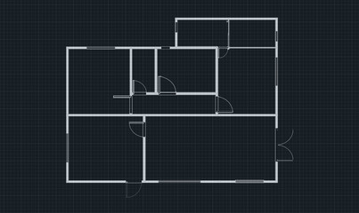 Architecture floor plan background black board - 340053292