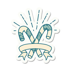 sticker of tattoo style candy canes
