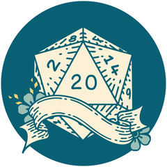 natural twenty D20 dice roll illustration