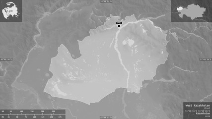 West Kazakhstan, Kazakhstan - composition. Grayscale