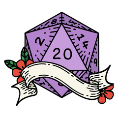 natural twenty D20 dice roll illustration