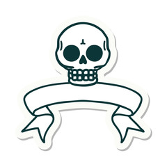 Obraz na płótnie Canvas tattoo sticker with banner of a skull