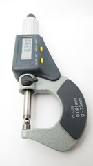 A isolated micrometer with a digital display,Located on white background,Easy to use in any work
