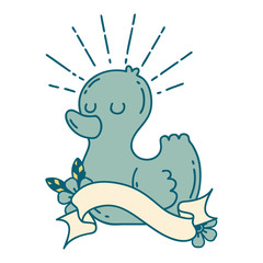 banner with tattoo style rubber duck