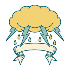 tattoo with banner of a storm cloud