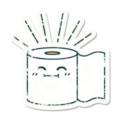 grunge sticker of tattoo style toilet paper character