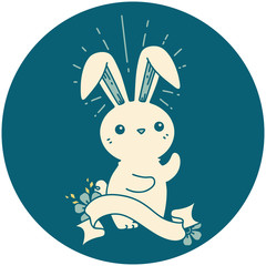 icon of tattoo style cute bunny
