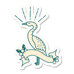 sticker of tattoo style standing stork