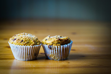 Pumpkin muffins with chocolate chips