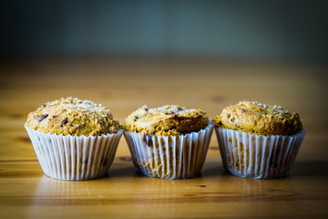 Pumpkin muffins with chocolate chips