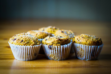 Pumpkin muffins with chocolate chips