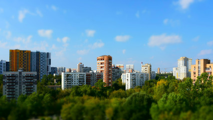 Fototapeta premium Cityscape panorama of a small sleeping area in Moscow