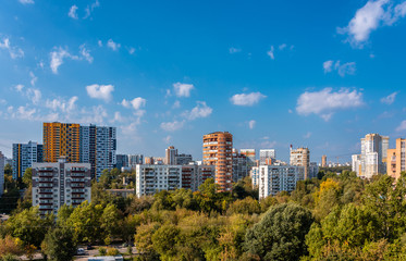 Fototapeta na wymiar Cityscape panorama of a small sleeping area in Moscow