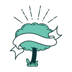 banner with tattoo style tree