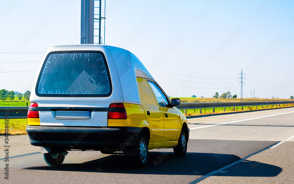 Canvas Prints Car universal in highway road in Slovenia reflex