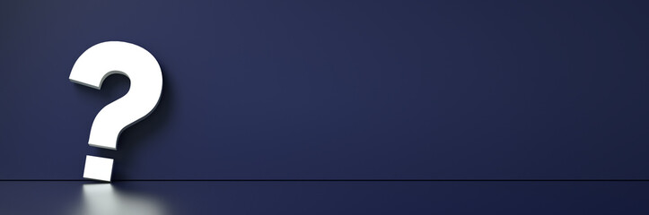 question mark in front of a red color wall background. Business support concept - 3D Rendering.