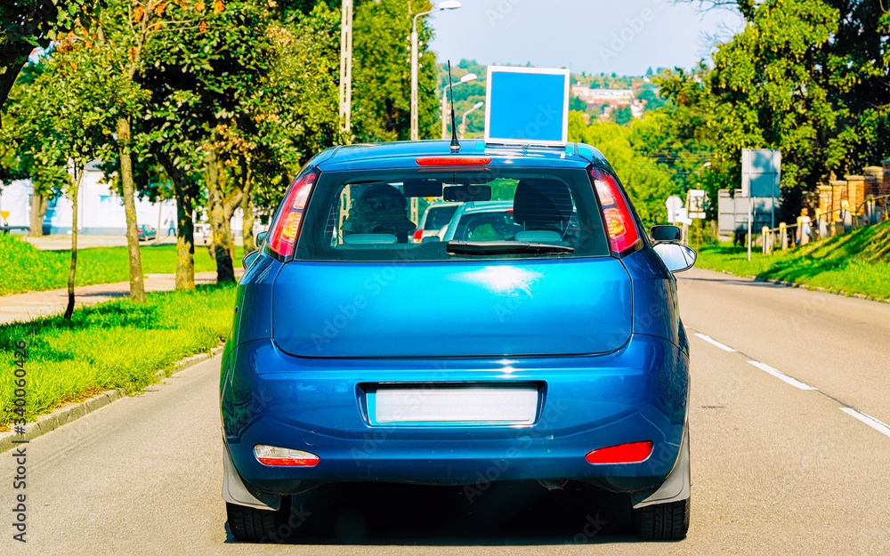 Canvas Prints driving school car on road in poland reflex