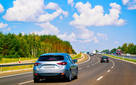 Scenery with cars on road of Poland reflex