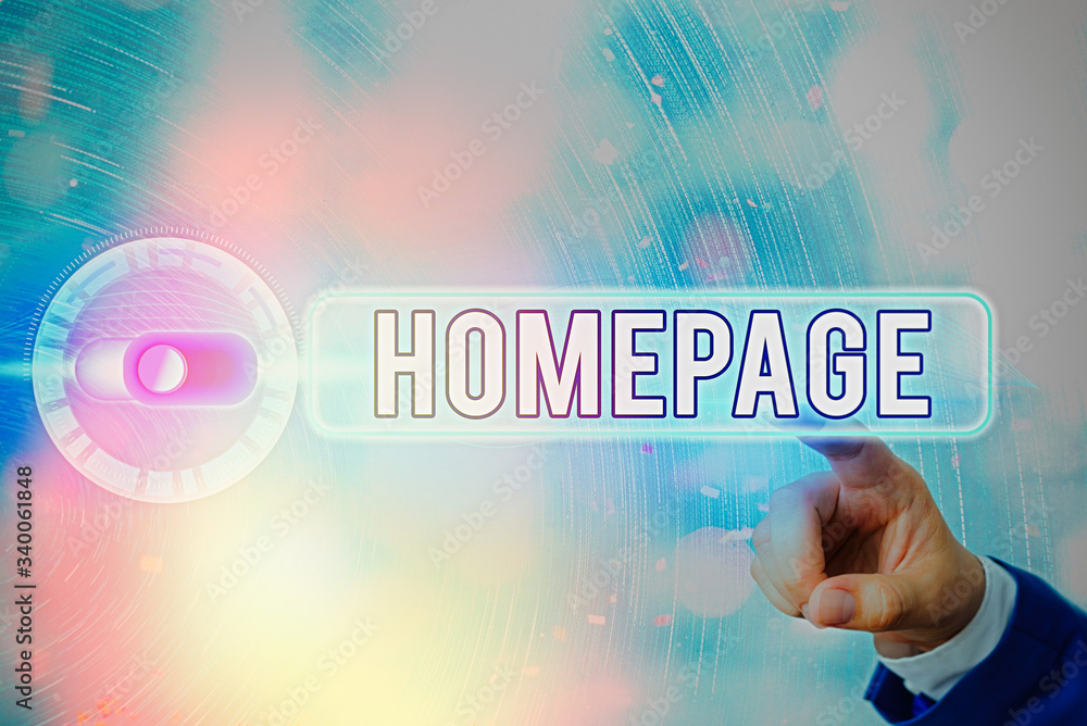 Aufkleber conceptual hand writing showing homepage. concept meaning the introductory page of a website table o