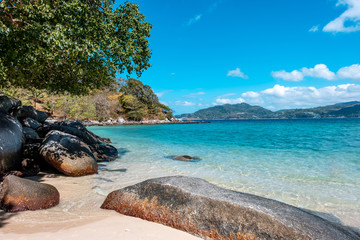 Freedom Beach, tropical azure blue sea and yellow sands in Freedom Beach, Phuket, Thailand