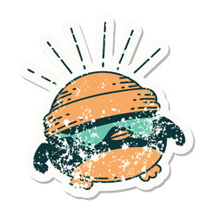 grunge sticker of tattoo style cool robin