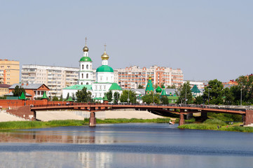 View from the Kokshagi river to the Cathedral of the ascension, Yoshkar-Ola.
