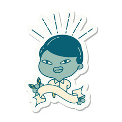 sticker of tattoo style happy businessman